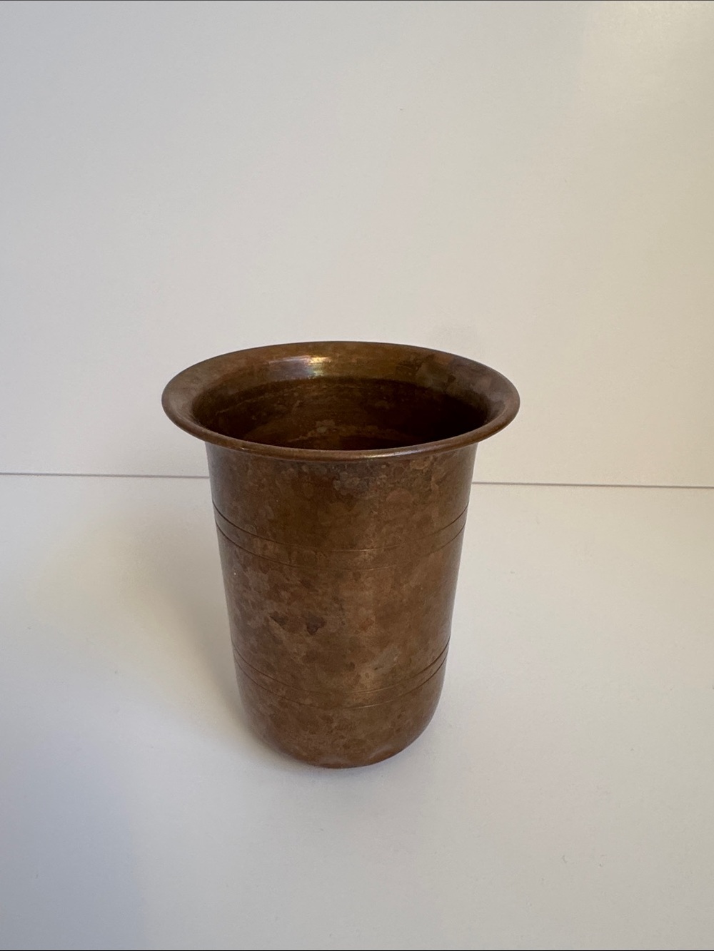 Vintage Solid Copper Vase / Umbrella Holder | Handcrafted Rustic Copper Vessel